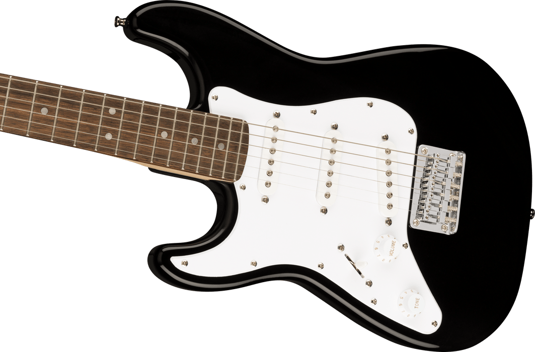 Squier Mini Stratocaster® Left-Handed, Laurel Fingerboard, White Pickguard, Black