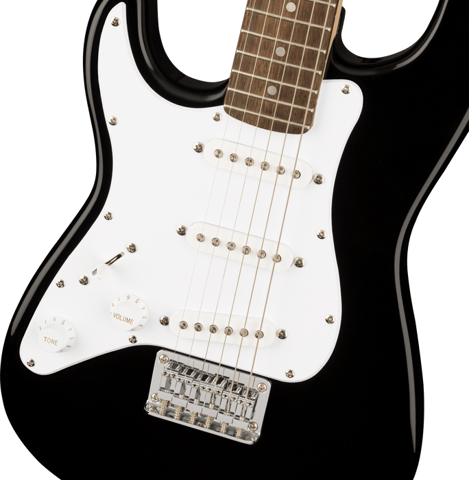 Squier Mini Stratocaster® Left-Handed, Laurel Fingerboard, White Pickguard, Black