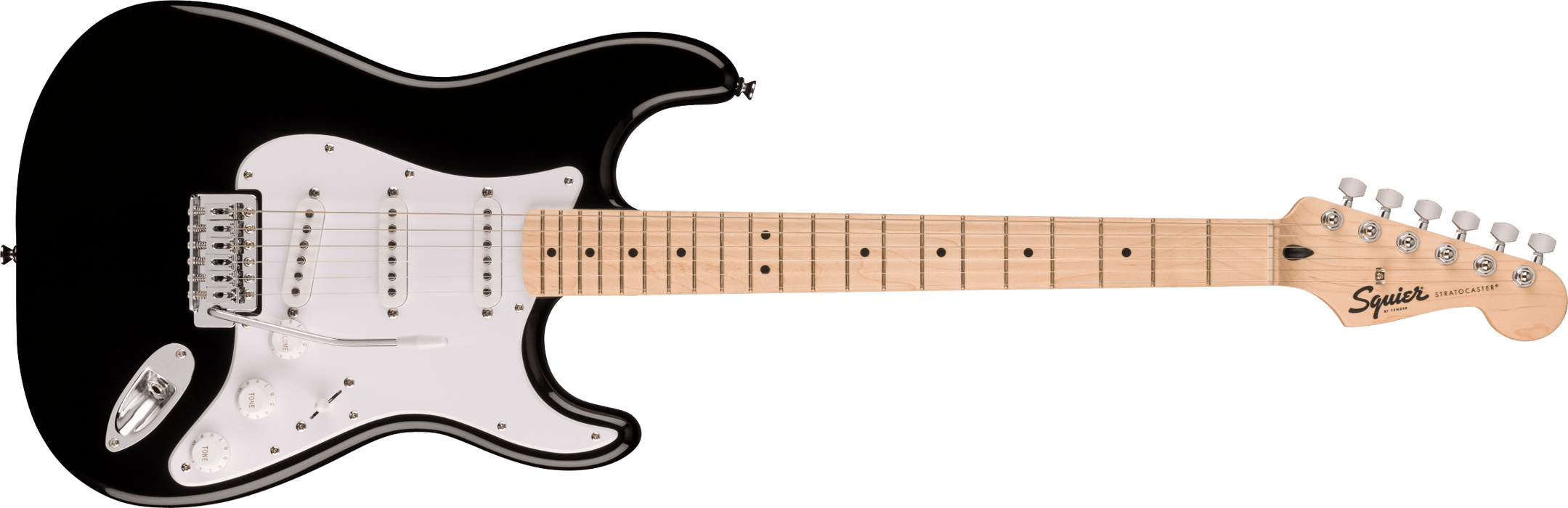 Squier Sonic™ Stratocaster®, Maple Fingerboard, White Pickguard - Black - Guitar Warehouse