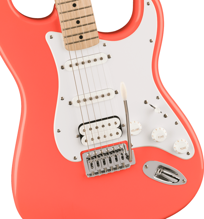 Squier Sonic™ Stratocaster® HSS, Maple Fingerboard, White Pickguard, Tahitian Coral - Guitar Warehouse