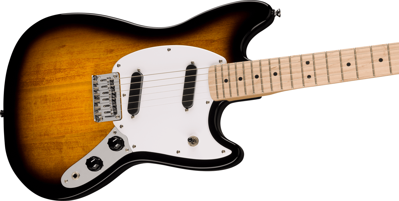 Squier Sonic® Mustang®, Maple Fingerboard, White Pickguard, 2-Color Sunburst