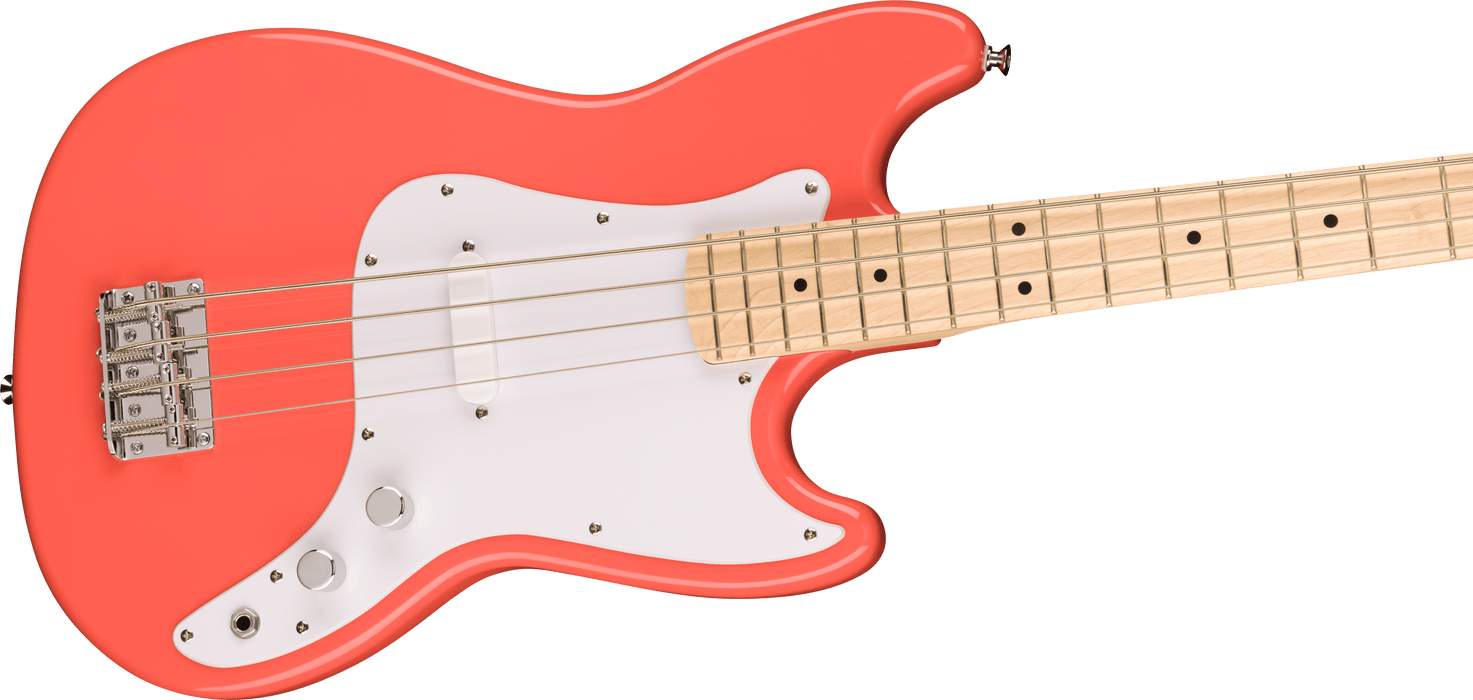 Fender Squier Sonic™ Bronco™ Bass, Maple Fingerboard, White Pickguard, Tahitian Coral - Guitar Warehouse