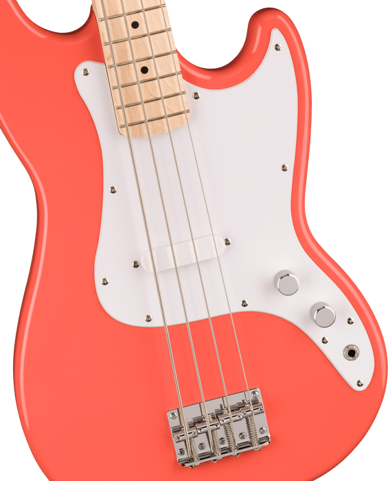 Fender Squier Sonic™ Bronco™ Bass, Maple Fingerboard, White Pickguard, Tahitian Coral - Guitar Warehouse