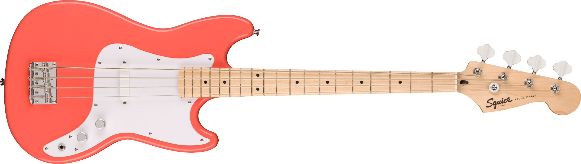 Fender Squier Sonic™ Bronco™ Bass, Maple Fingerboard, White Pickguard, Tahitian Coral - Guitar Warehouse