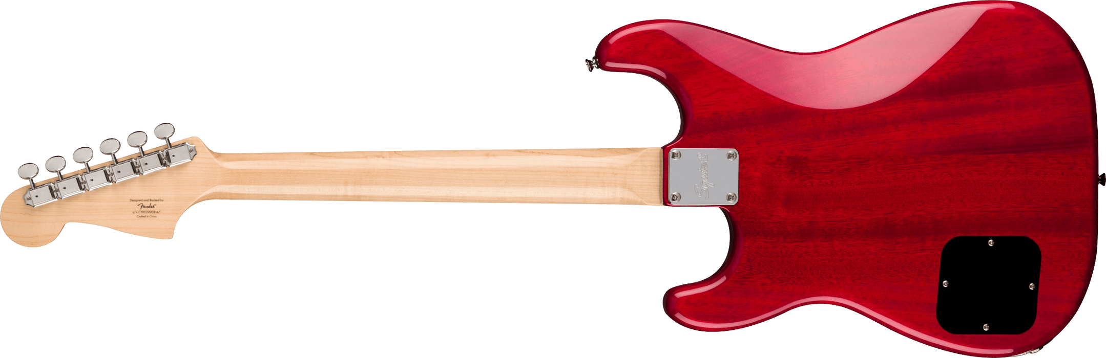 Fender Squier Paranormal Strat-O-Sonic, Laurel Fingerboard, Black Pickguard, Crimson Red Transparent - Guitar Warehouse