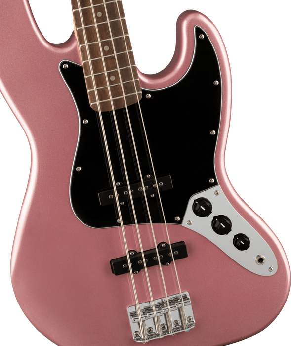 Fender Squier Affinity Series™ Jazz Bass®, Laurel Fingerboard, Black Pickguard, Burgundy Mist