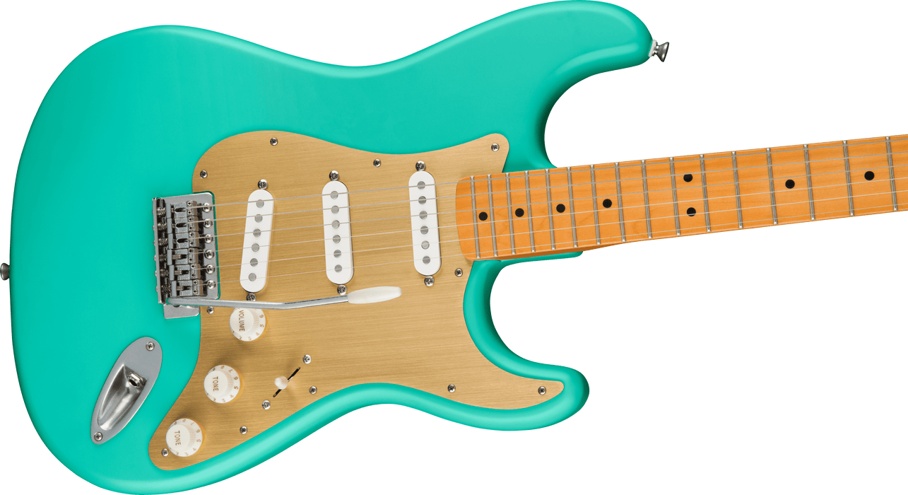 Squier 40th Anniversary Stratocaster®, Vintage Edition, Maple Fingerboard, Gold Anodized Pickguard, Satin Sea Foam Green - Guitar Warehouse