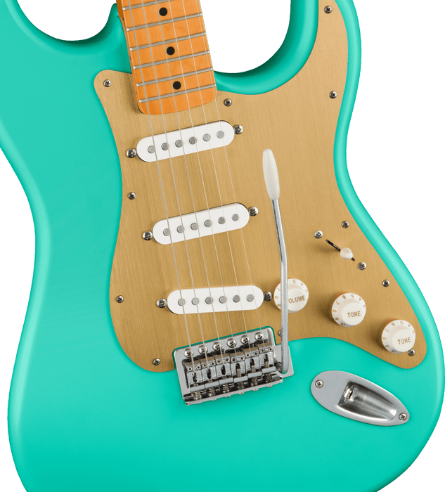 Squier 40th Anniversary Stratocaster®, Vintage Edition, Maple Fingerboard, Gold Anodized Pickguard, Satin Sea Foam Green - Guitar Warehouse