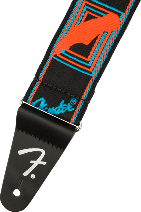 Fender Neon Monogrammed Strap, Blue and Orange, 2" - Guitar Warehouse