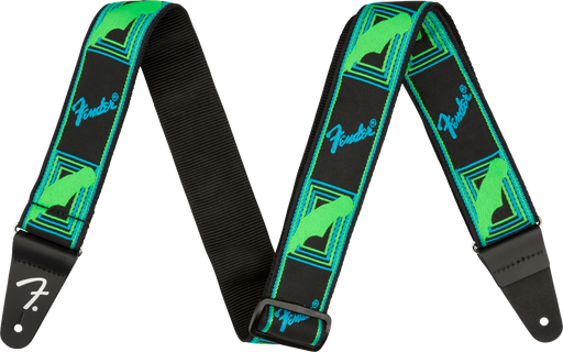 Fender Neon Monogrammed Strap, Blue and Green, 2" - Guitar Warehouse