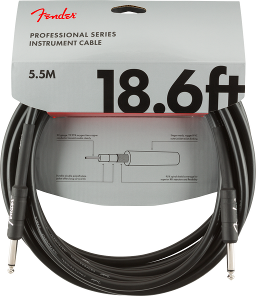 Fender Professional Series Instrument Cable, Straight/Straight, 18.6', Black - Guitar Warehouse