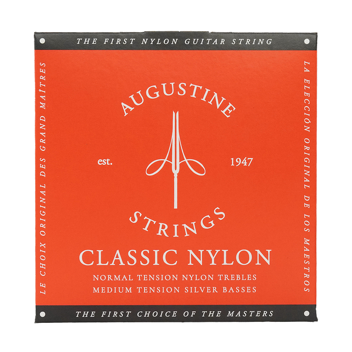 Augustine Red Label Classical Guitar Strings - Normal Tension Trebles, Medium Tension Basses