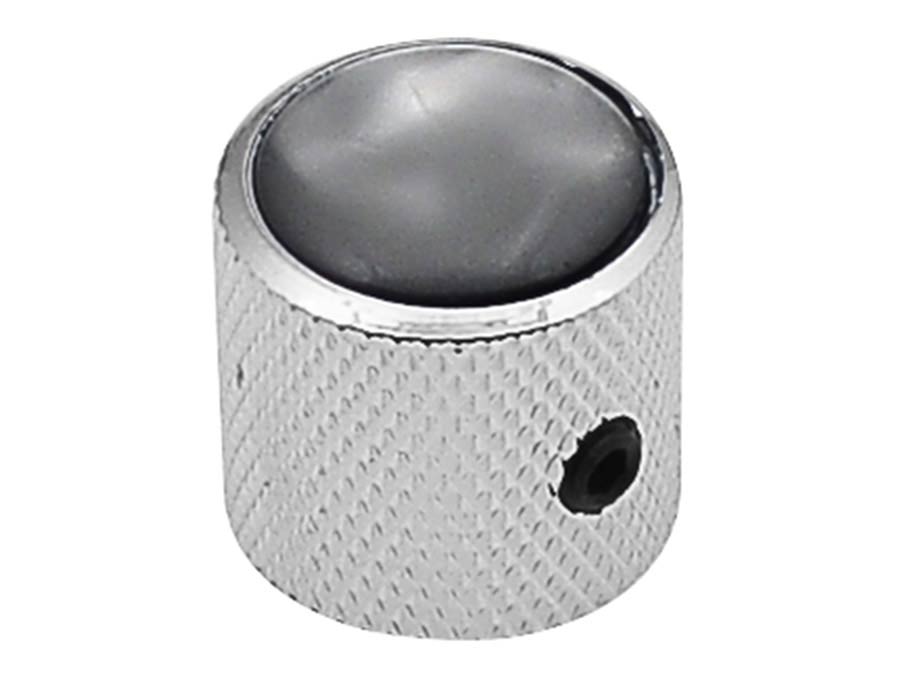 Dome Knob with Black Pearl Inlay for Electric Guitar & Bass - Chrome