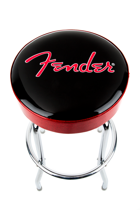 Fender® Red Sparkle Logo Barstool, Black/Red Sparkle 30" - Guitar Warehouse