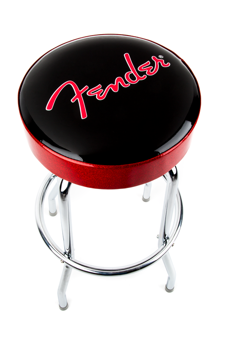 Fender® Red Sparkle Logo Barstool, Black/Red Sparkle 30" - Guitar Warehouse