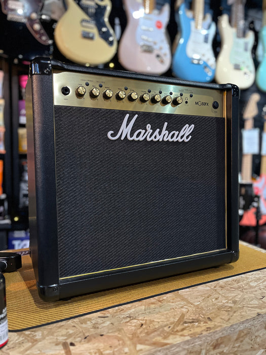 Pre-owned Marshall MG50FX 50w Electric Guitar Combo - Black/Gold w/Amp Cover & Switch - Guitar Warehouse