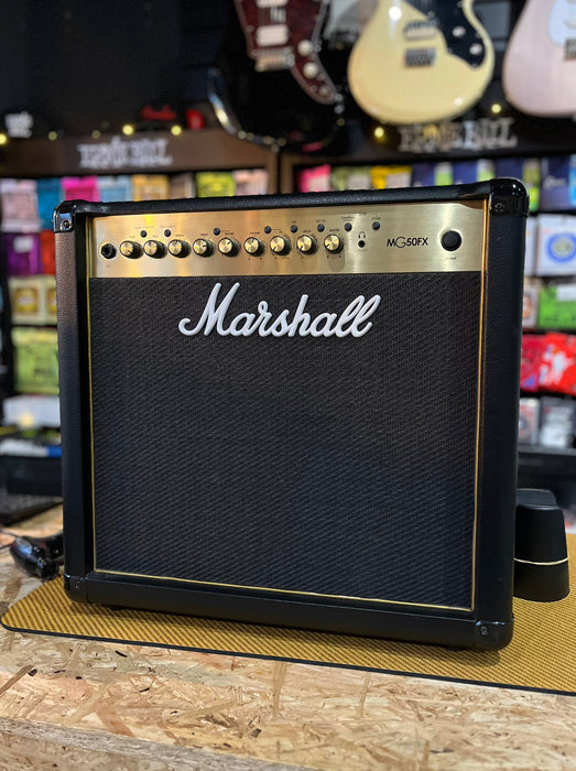 Pre-owned Marshall MG50FX 50w Electric Guitar Combo - Black/Gold w/Amp Cover & Switch - Guitar Warehouse