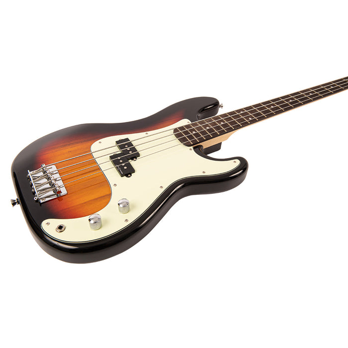 Vintage V40 Coaster Series Bass Guitar Pack ~ 3 Tone Sunburst