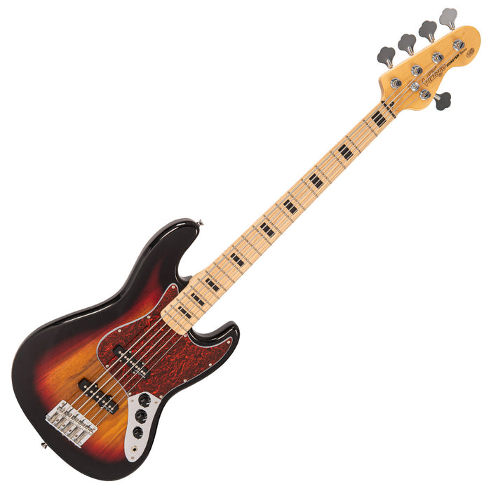 Vintage V495 Coaster Series 5-String Bass Guitar ~ 3 Tone Sunburst