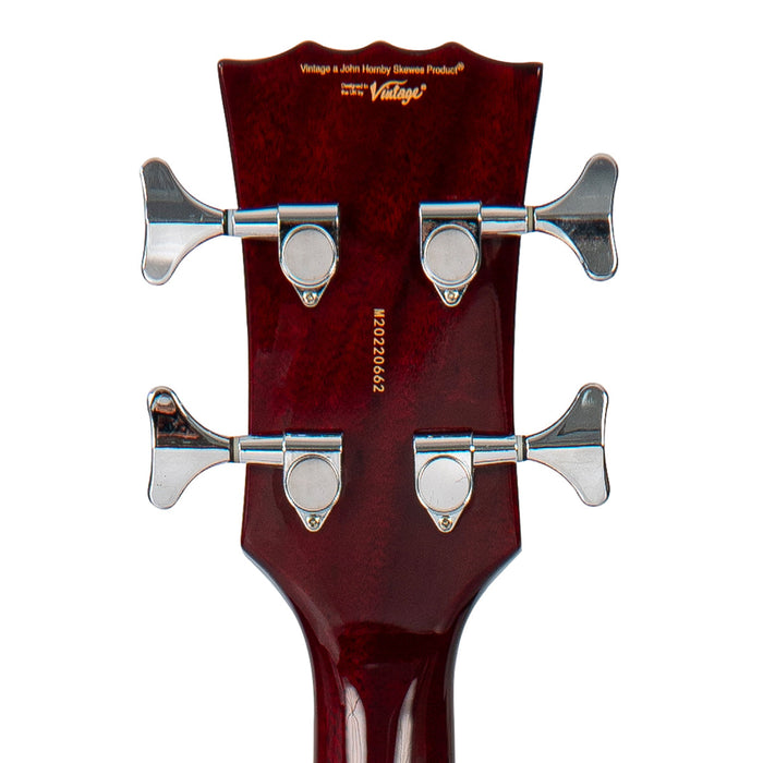 Vintage REVO Series 'Supreme' Semi Acoustic Bass ~ Cherry Red