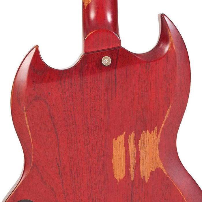 Vintage VS6 ICON Electric Guitar ~ Distressed Cherry Red - Guitar Warehouse