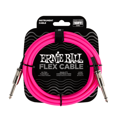 Ernie Ball Flex Instrument Cable - 10ft Pink - Guitar Warehouse