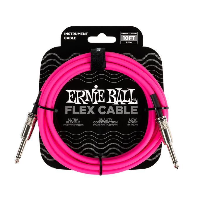 Ernie Ball Flex Instrument Cable - 10ft Pink - Guitar Warehouse