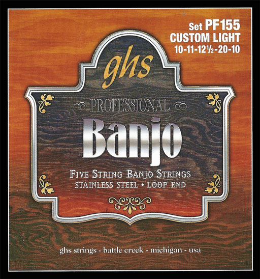 GHS 5-String Banjo Stainless Steel Strings - Custom Light - Guitar Warehouse