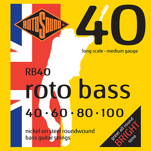 Rotosound RB40 Roto Bass 40 Medium Gauge Nickel Bass Guitar Strings 40-100 - Guitar Warehouse