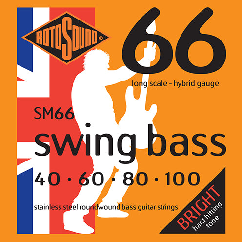 Rotosound RS66 Swing Bass 66 Hybrid string set electric bass stainless steel 40-100 - Guitar Warehouse