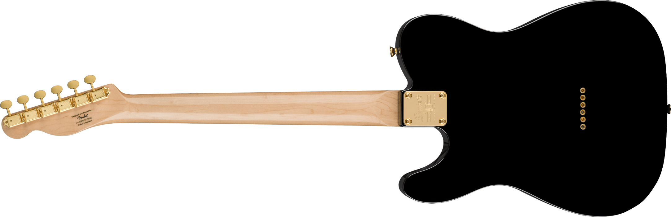 Fender Squier 40th Anniversary Telecaster®, Gold Edition, Laurel Fingerboard, Gold Anodized Pickguard, Black - Guitar Warehouse