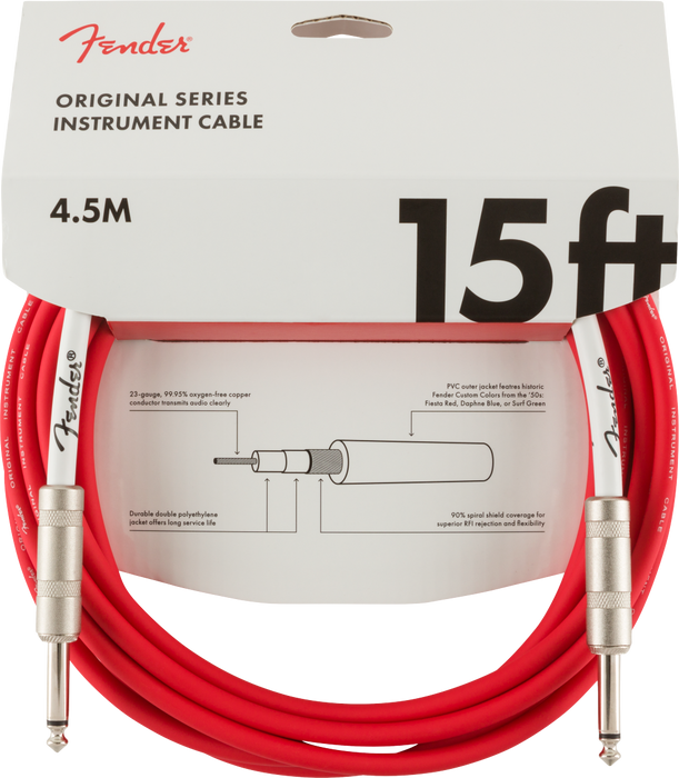 Fender Original Series Instrument Cable - 15ft Fiesta Red - Guitar Warehouse