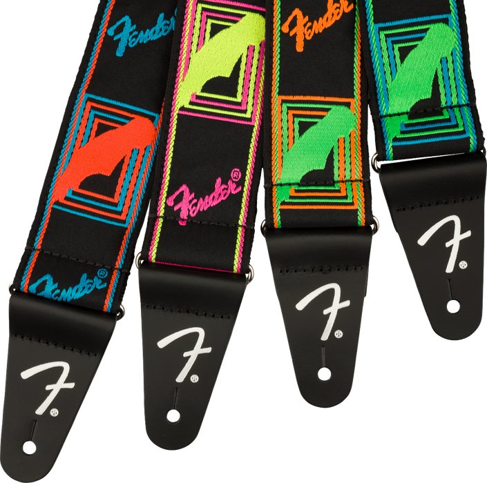 Fender® Neon Monogrammed Strap, Green and Orange, 2" - Guitar Warehouse