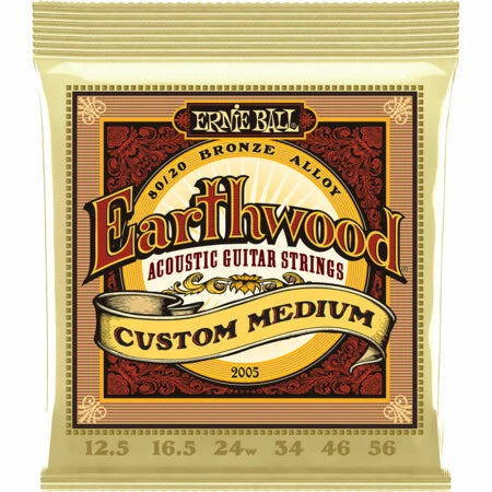 EARTHWOOD CUSTOM MEDIUM 80/20 BRONZE ACOUSTIC GUITAR STRINGS - 12.5-56 GAUGE - Guitar Warehouse