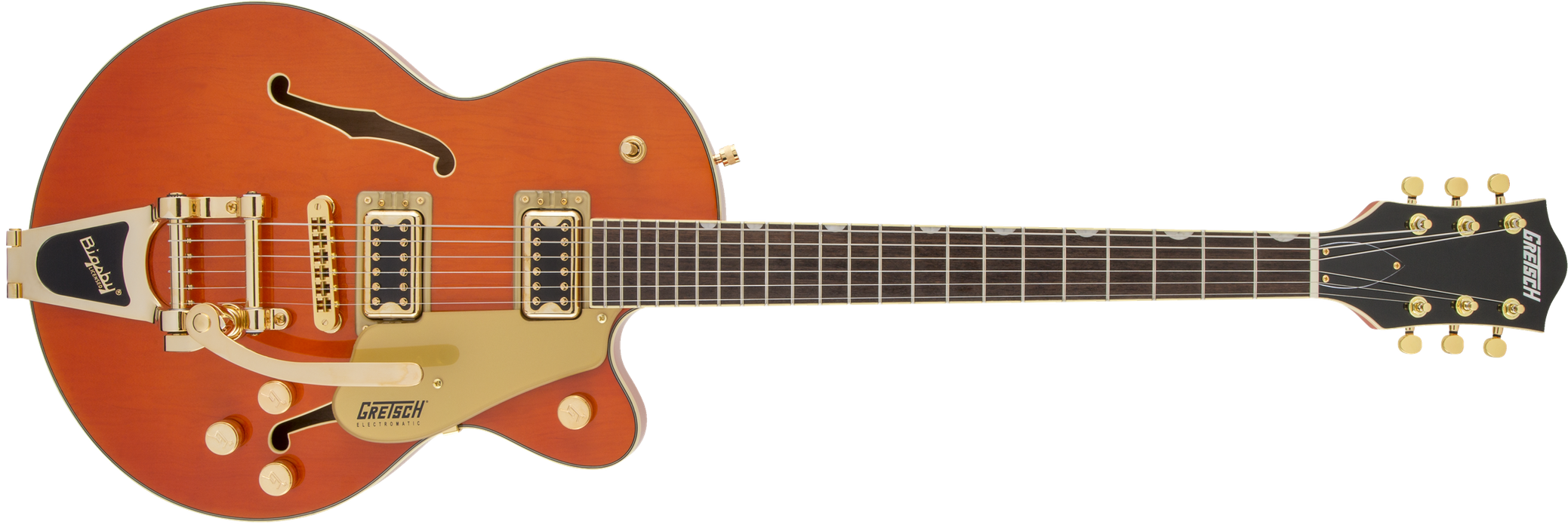 Gretsch G5655TG Electromatic® Center Block Jr. Single-Cut with Bigsby® and Gold Hardware, Laurel Fingerboard, Orange Stain - Guitar Warehouse