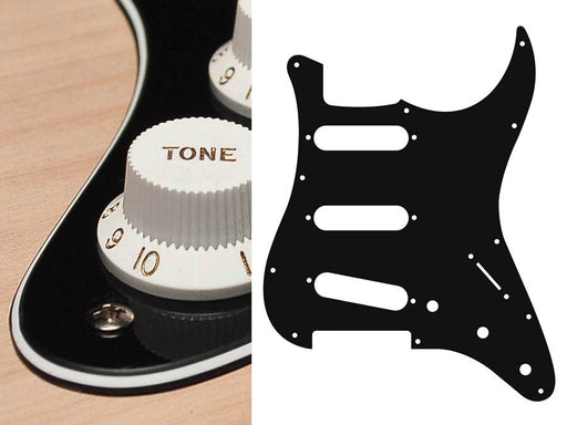 Standard 11 Hole SSS 3 Ply Pickguard / Scratchplate to fit Stratocaster Strat - Black - Guitar Warehouse