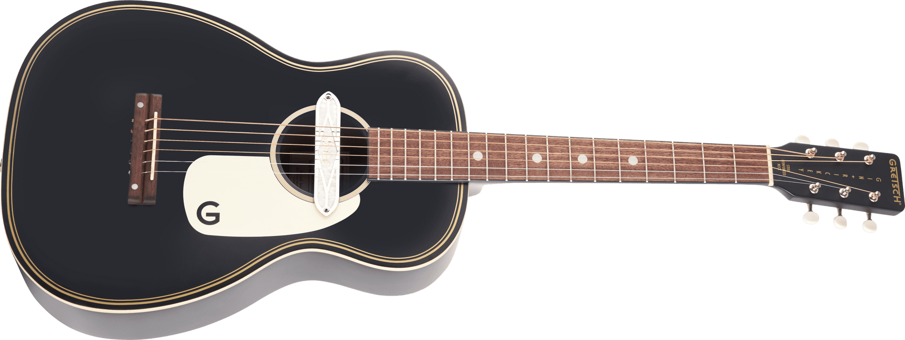 Gretsch G9520E Gin Rickey Electro Acoustic with Soundhole Pickup, Walnut Fingerboard, Smokestack Black - Guitar Warehouse