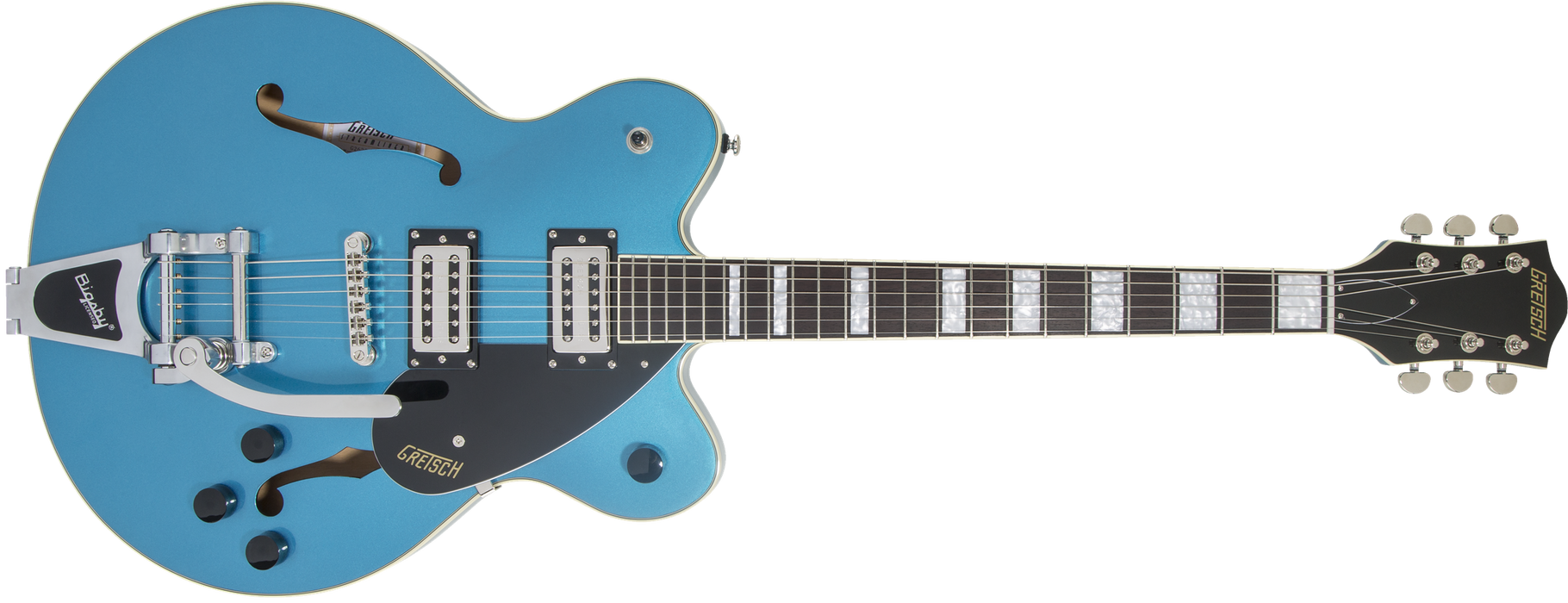 Gretsch G2622T Streamliner™ Center Block Double-Cut with Bigsby®, Laurel Fingerboard, Broad'Tron™ BT-2S Pickups, Riviera Blue - Guitar Warehouse