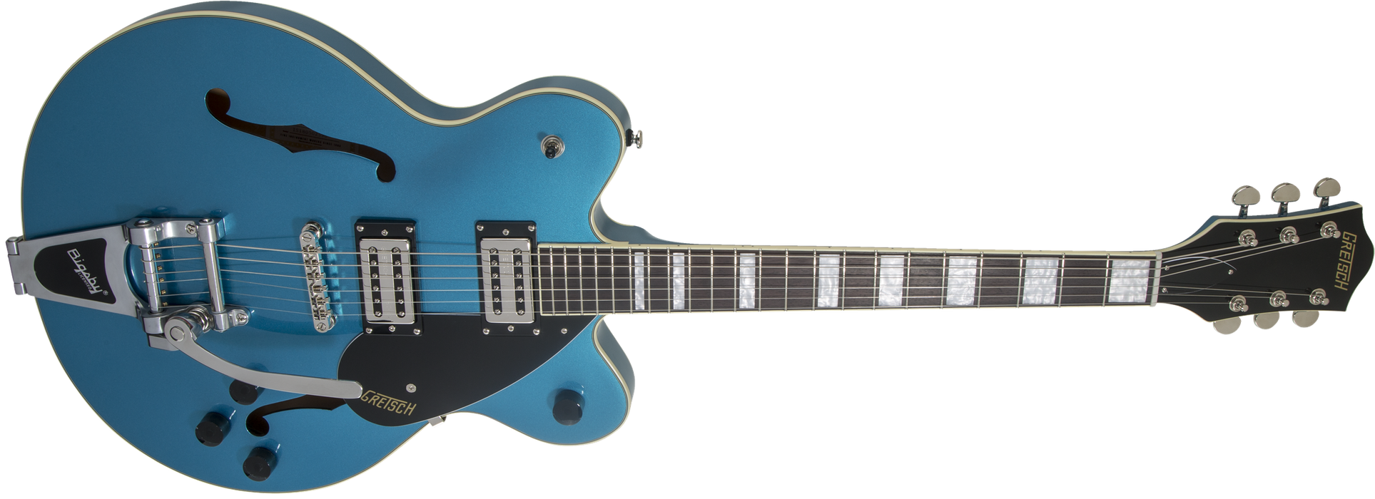 Gretsch G2622T Streamliner™ Center Block Double-Cut with Bigsby®, Laurel Fingerboard, Broad'Tron™ BT-2S Pickups, Riviera Blue - Guitar Warehouse