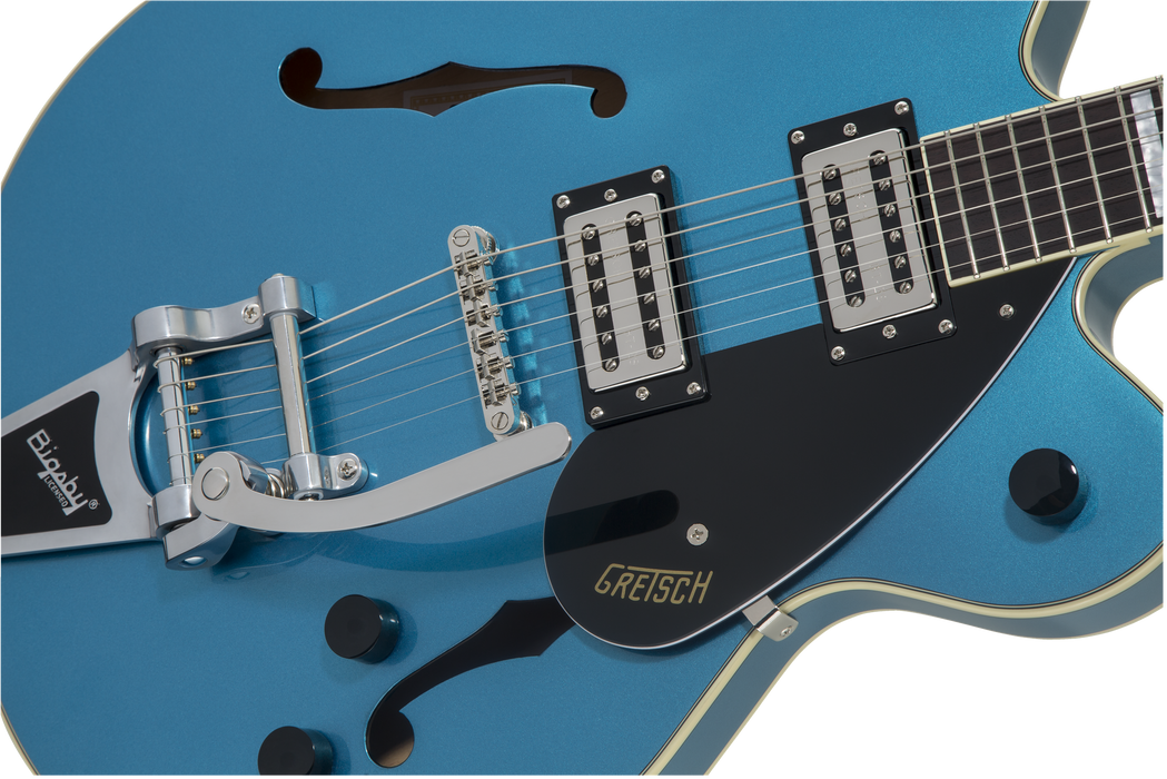 Gretsch G2622T Streamliner™ Center Block Double-Cut with Bigsby®, Laurel Fingerboard, Broad'Tron™ BT-2S Pickups, Riviera Blue - Guitar Warehouse