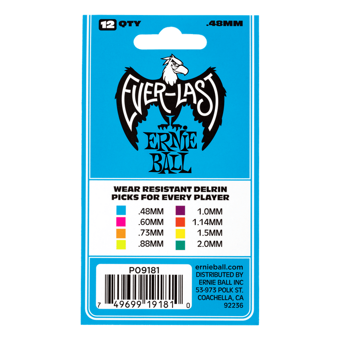 Ernie Ball 0.48mm Blue Everlast Picks 12 Pack - Guitar Warehouse