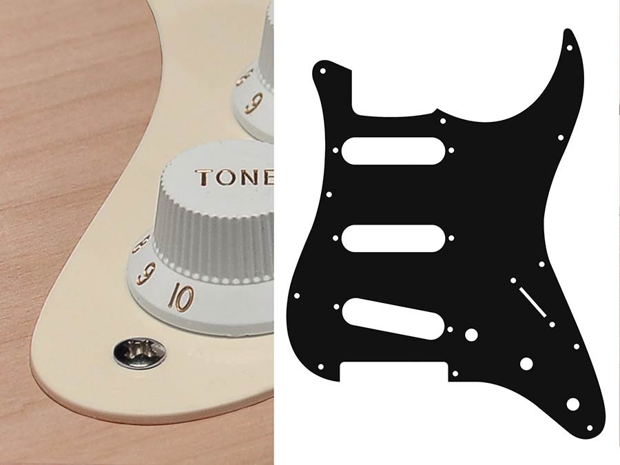 Standard 11 Hole SSS 1 Ply Pickguard / Scratchplate to fit Stratocaster Strat - Vintage White - Guitar Warehouse