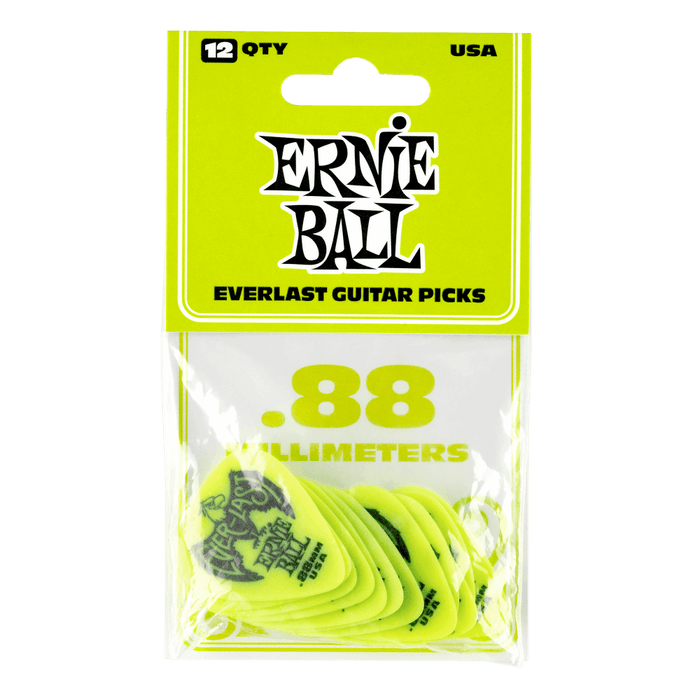 Ernie Ball 0.88mm Green Everlast Picks 12 Pack - Guitar Warehouse