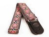 Vintage Jacquard Weave Premium Guitar Strap Cotton/Leather - Pink & Blue - Guitar Warehouse