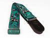 Vintage Jacquard Weave Premium Guitar Strap Cotton/Leather - Green/Black - Guitar Warehouse