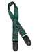 Vintage Jacquard Weave Premium Guitar Strap Cotton/Leather - Green/Black - Guitar Warehouse