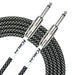Kirlin 20ft Fabric Cable 1/4" Mono Plug Straight to Angle - Black - Guitar Warehouse