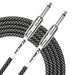 Kirlin 10ft Fabric Cable 1/4" Mono Plug Straight to Angle - Black - Guitar Warehouse