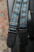 Vintage Jacquard Weave Premium Guitar Strap Cotton/Leather - Blue/Grey - Guitar Warehouse