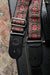 Vintage Jacquard Weave Premium Guitar Strap Cotton/Leather - Red & Grey - Guitar Warehouse